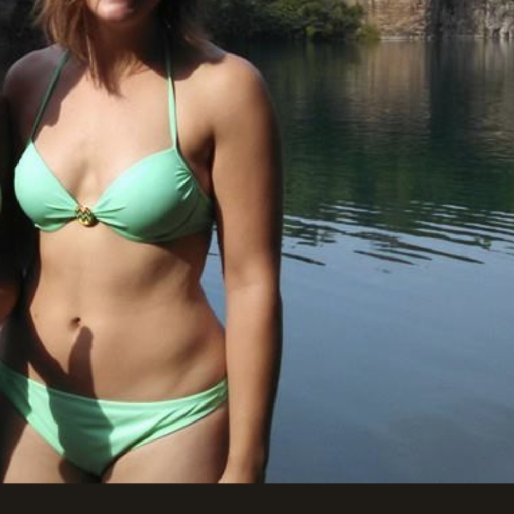 Xhilaration Teal w/ Chevron Enamel Detail Padded Bikini Top - Picture 5 of 5